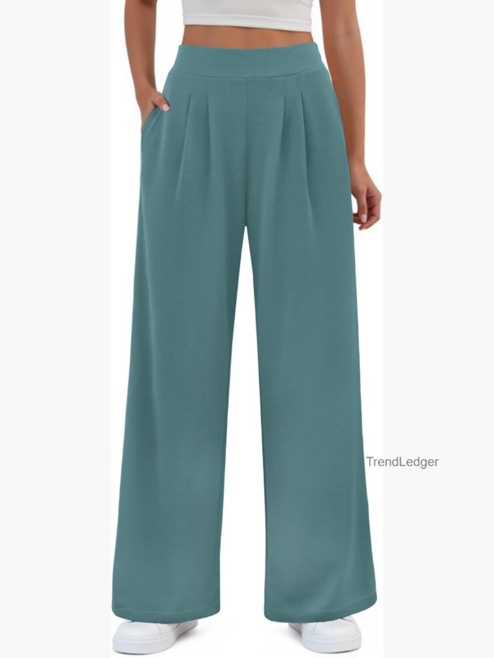Wide Leg Palazzo Pants Elastic High Waist with Pockets